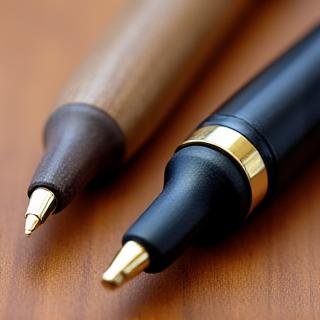Comparison between a wooden straight holder and a plastic oblique calligraphy pen holder