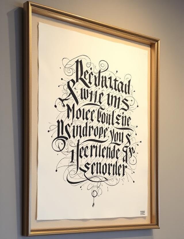Large scale calligraphy art piece featuring a philosophical quote